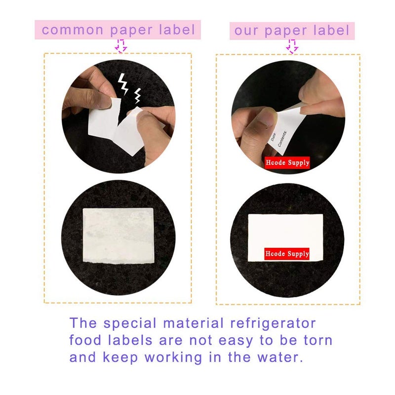 Hcode 1 x 3'' Self-Adhesive Removable Freezer Food Storage Labels - Easy Clean Leaves No Residue - Meal Prep Labels Plastic Paper Sticker Perfect for Reusable Containers 300 Stickers(1x3 Fill in) - Image 5